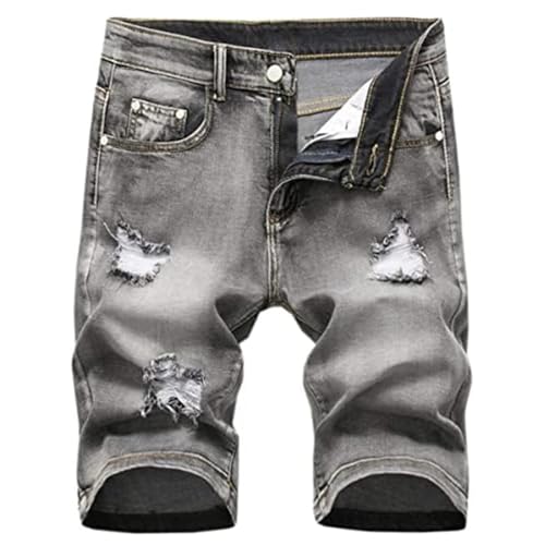 Betusline Men's Ripped Shorts - Distressed Denim Casual Summer Jean Shorts, C Grey, US 36