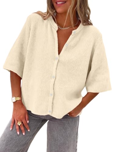 Image of LILLUSORY Short Sleeve Cardigan Sweaters for Women | Cropped Button Up, Summer 2026 Outfits, Y2K Fashion, Lightweight Knit, Versatile layering for work, casual & going out