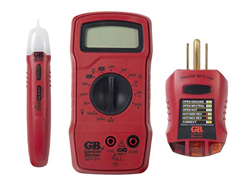 Image of Gardner Bender EGB-2 3-Piece Tester Kit with a Digital Multimeter (DMM), Non-Contact Voltage detector and GFCI Outlet tester