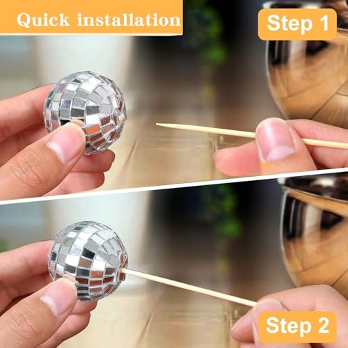 36 pcs Disco Ball Cake Toppers Happy Birthday Cake Topper 1970s Disco Ball Cake Picks Disco 70s Party Decorations Disco Party Decorations - Thumbnail 5
