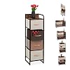 Relaxdays Ladekast, 4 stoffen vakken, smal, met handgrepen, plank, niskast HBD 99,5 x 31 x 31,5 cm, bruin