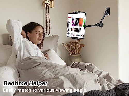 woleyi Adjustable Arm Tablet Wall Holder, Articulating Arm Swivels iPad Wall Mount - Image 2