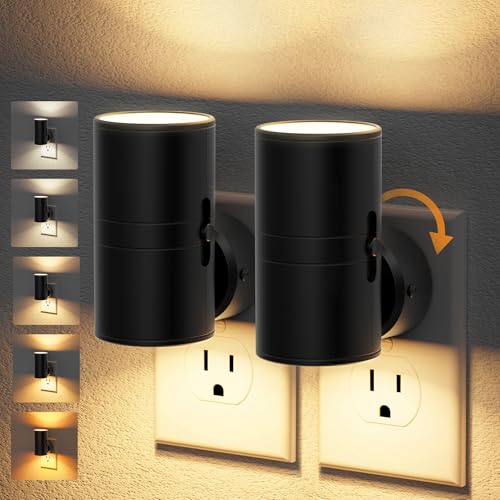 Image of JandCase LED Night Light, Night Lights Plug into Wall with Dusk to Dawn Sensor, 5 Color Temperatures, Rotating Plug, Dimmable Nightlights, Adjustable Brightness for Bedroom Bathroom Hallway, 2 Pack