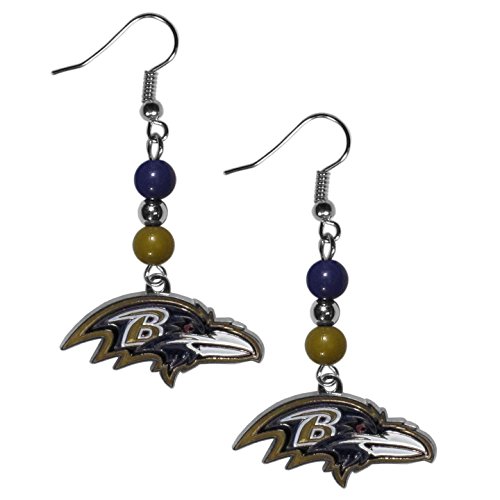 NFL Siskiyou Sports Womens Baltimore Ravens Fan Bead Dangle Earrings One Size Team Color