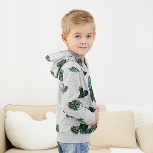 Toddler Boy Hoodie Cartoon Graphic Fall Clothes Kids Cute Sweatshirts With Kangaroo Pocket 2-8T3