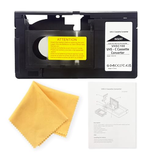 Motorized VHS-C to VHS Cassette Adapter - Ideal for VCR Player VHS Tape for Camcorder to Digital ConvertingNot Compatible with 8mm/Minidv/Hi8 with Yellow Lens Clean Cloth