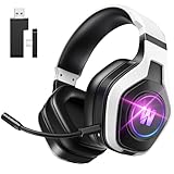 Wireless Gaming Headset for PS5, PC, PS4, 2.4G/Bluetooth Gaming Headphones with Noise Canceling Microphone, USB and Type-C Connector, 7.1 Surround Sound, RGB Lighting, 60H Battery