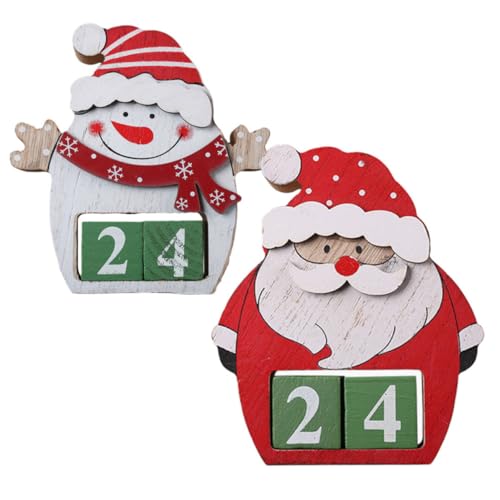 WATIIFUFU Calendrier de L'avent ou Forme Père Noël Créatif en Bois Vintage Pratique Réutilisable pour Décoration de Noël Décoration de Café Maison