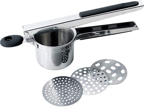 Stainless Steel Potato Ricer, Potato Masher, with 3 Interchangeable Fineness Discs Multifunctional Creates Smooth Creamy Mashed Potato, Vegetables,Fruits, and Baby Food