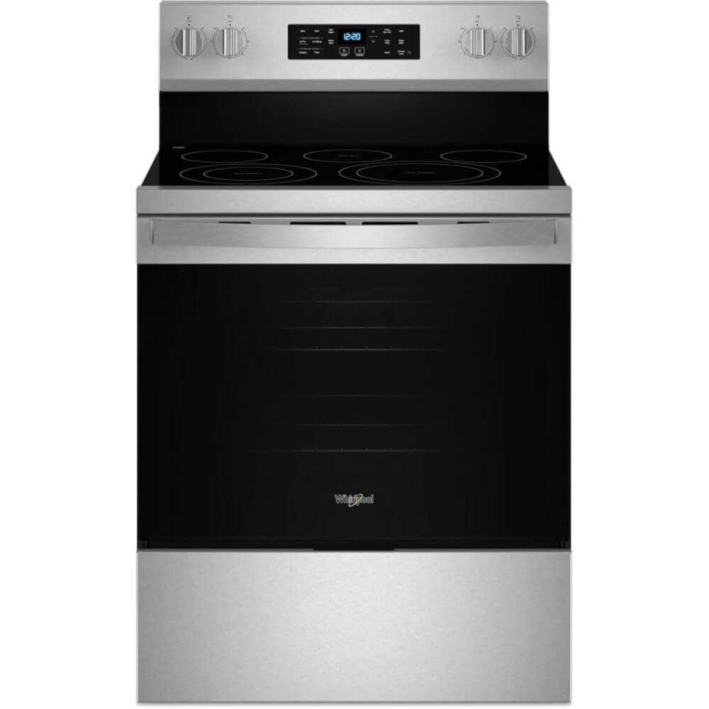 Photo 1 of Whirlpool WFES5030RS 5.3 Cu. Ft. Stainless Freestanding Smoothtop Electric Range dented bottom 