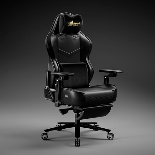 Image of Green Soul Monster Pro | Gaming & Office Chair | Ventilated Seats, Massager & ErgoCurve Legrest | Memory Foam Magnetic Neck & Lumbar Pillow | 5D Adjustable Armrests | Silent Wheels (Full Black)