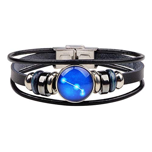 Bracelet couple en cuir 12 constellation idée cadeau unique