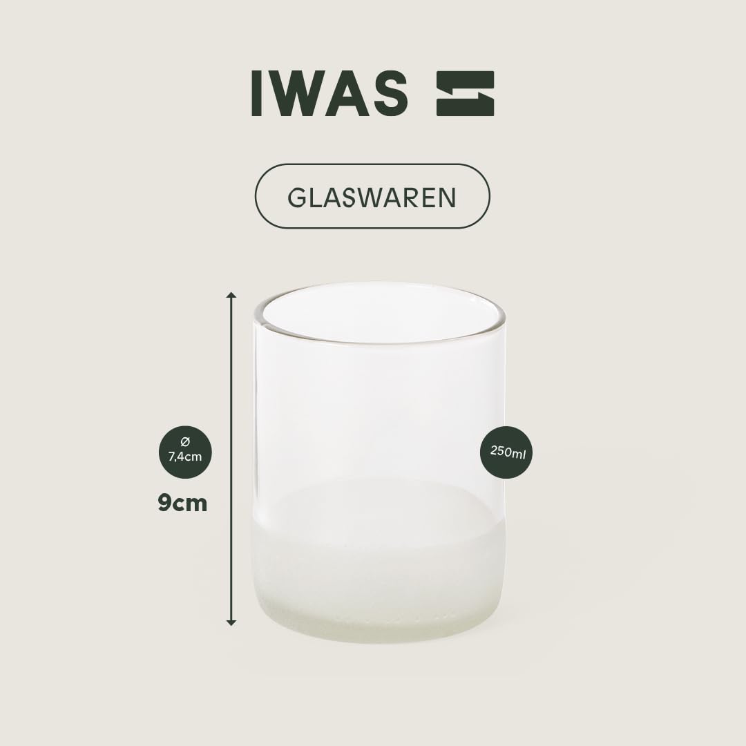 IWAS Upcycling-Trinkgläser, transparent, 250 ml, 6 Stück