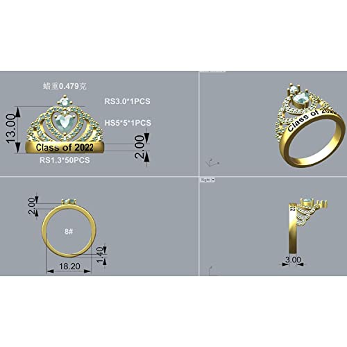 Ccjcinata Sterling Silver Heart Ring Customized Birthstone Crown Rings High School Class Rings For Girls And College Class Ring For Women Classic Collection Personalized (Sterling Silver - Platinium) #TOP3
