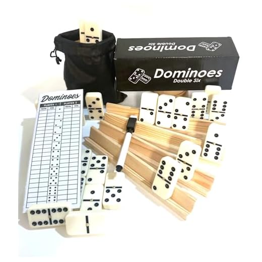 Games Dominoes Double 6, Tournament Size, Two Toned with Spinner (Center) Rivets, in Wooden case
