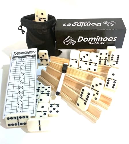 Dominó Doble 6, tamaño torneo, caja de madera