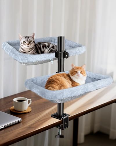 L&W BROS. Double Layer Cat Desk Bed with Adjustable Swivel Mounts