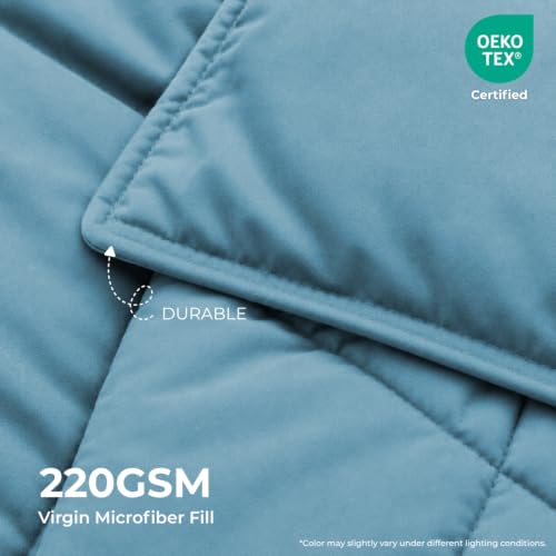 Image of King Size Comforter for Double Bed, 220 GSM Soft Microfiber AC Blanket, All Season Lightweight Reversible Bed Quilt, Premium Bedding, 90 x 100 Inch, Blue-Light Blue