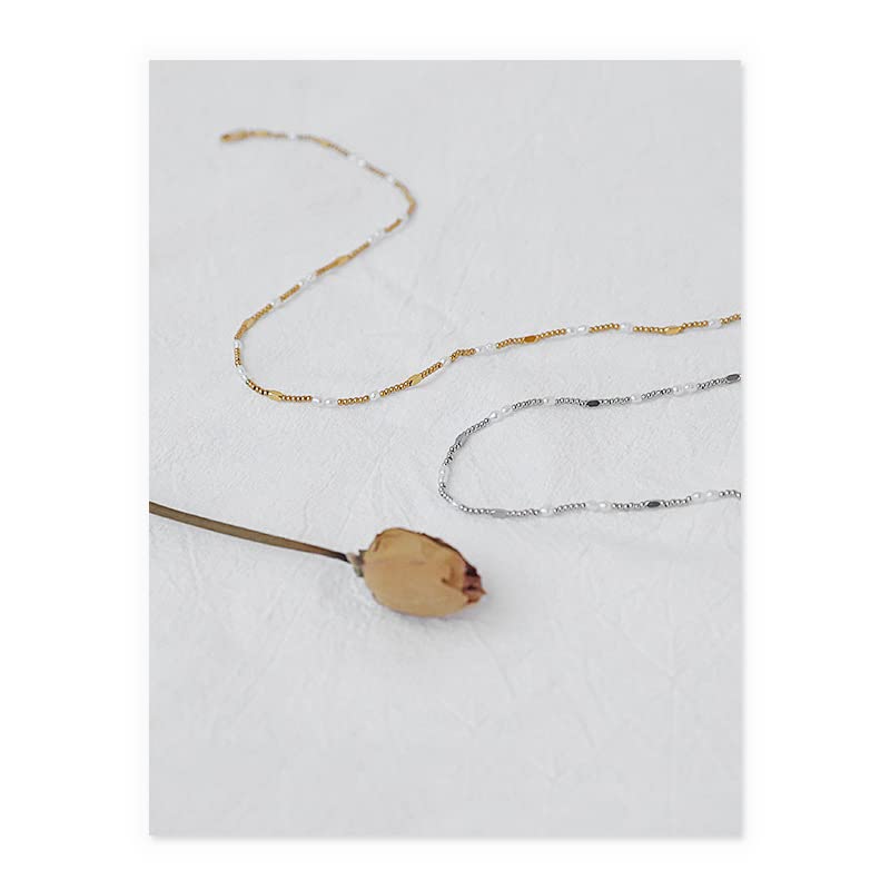 14K Gold Chain Pearl Necklace for Women,Dainty Gold Freshwater Cultured Pearl Choker Necklace,Jewelry Gifts for Her, Wife, Mom, Girlfriend4