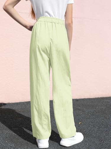 Image of SANGTREE Womens Wide Leg Pants Lightweight Casual Elastic High Waist Straight Leg Loose Trousers for Womens, Light Green, XL