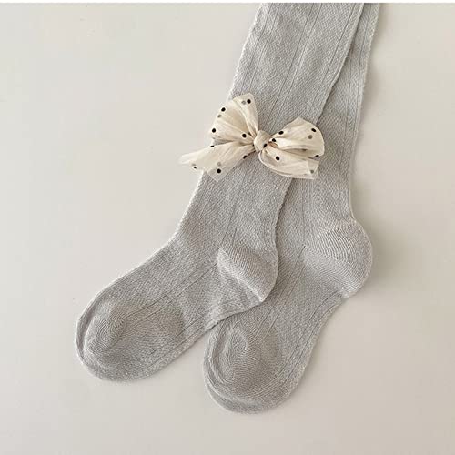 Baby Girls Tights with Bow Infants Mesh Lace Cable Knitted Leggings Toddler Soft Cotton Thin Full-Footed Pantyhose Stockings2