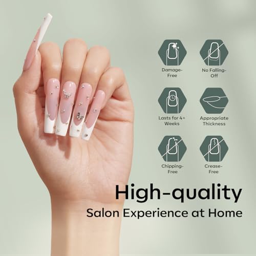 Image of Modelones XXL Square Half Cover Nail Tips, No C Curve 510Pcs Extra Long Extension Tips Pre-Etched Fake Press on Nails Tips Clear Natural Fit Acrylic Gel False Nails for Extension DIY Salon 15Sizes