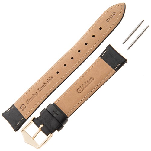 Gilden 16-18Mm Unisex Genuine Lambskin Padded Black Watch Strap Ls16-0118 (18 Millimeter End Width, Black) #TOP1