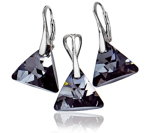 Boucles d'oreilles pendantes argent 925 et cristaux idée cadeau femme