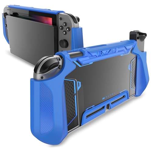 Mumba Dockable Case for Nintendo Switch (2017 Release), [Blade Series] TPU Grip Protective Cover Case Compatible with Nintendo Switch Console and Joy-Con Controller (Navy)