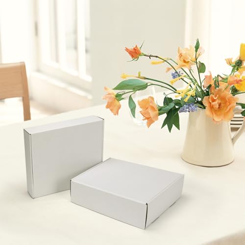 Image of HORLIMER 11x9x3 inches Shipping Boxes Set of 25, White Corrugated Cardboard Box Literature Mailer