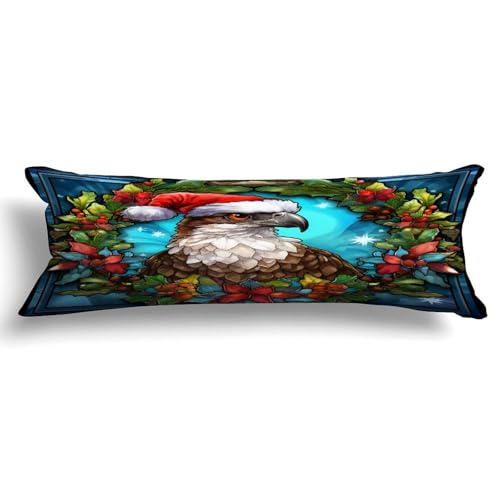 Long Pillow for Sleeping,Stained Glass Christmas Long Body Pillow with Zipper 20x59in,Decorative Rectangle Body Pillowcase Case for Bedding Bedroom Sofa Couch Home Decoration