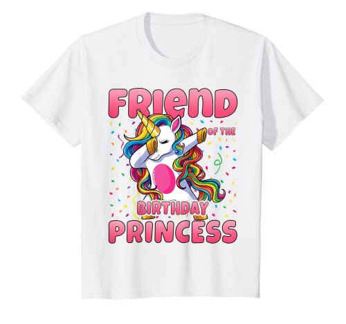 Niños Friend of the Birthday Princess Dabbing Unicorn Girl Camiseta
