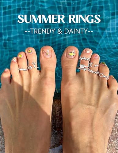 ORAZIO Toe Rings and Ankle Bracelets for Women Silver Rose Gold Plated Anklet Toe Rings Cute Layered Anklets Open Tail Rings Adjustable Beach Foot Jewelry for Summer4