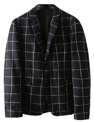 Manteau à carreaux en lin de haute qualité boutons simples homme habillé