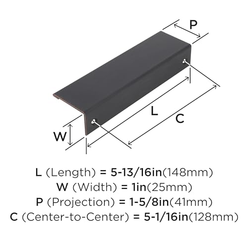 Image of Amerock Edge Pulls 5-1 /16 inch (128mm) Center-to-Center Oil-Rubbed Bronze Cabinet Edge Pull - 25 Pack