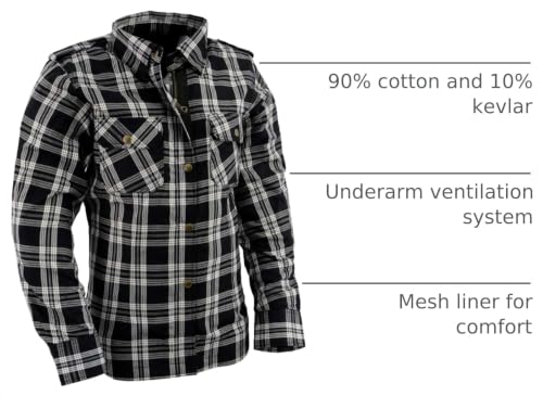 Image of Milwaukee Leather Women's Motorcycle Plaid Armored Flannel Riding Shirt with Aramid Fiber Reinforced and CE Armor