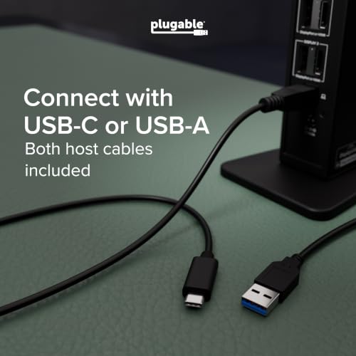 Image of Plugable Dual DisplayPort & HDMI Docking Station - USB 3.0 & USB-C Laptop Dock for Dual Monitors, DisplayLink, Mac (Driver Required), ChromeOS & Windows, Gigabit Ethernet and Audio (UD-6950Z)
