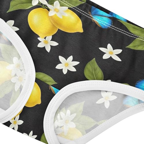 Bright Yellow Lemons Black Toddler Girls Underwear 2t Cotton Girl Panties Cute Flower Briefs Underpants4