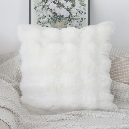 NIULAA Cream White Cushion Covers 45 x 45 Cushion Covers 18x18 Set of 2 Soft Fluffy Faux Fur Cushion Cover Thick Plush Luxury Decorative Pillows Modern Moroccan Covers Bedroom Sofa Pillow Shell - Cosy Home Interiors NIULAA Cream White Cushion Covers 45 x 45 Cushion Covers 18x18 Set of 2 Soft Fluffy Faux Fur Cushion Cover Thick Plush Luxury Decorative Pillows Modern Moroccan Covers Bedroom Sofa Pillow Shell - Image 5