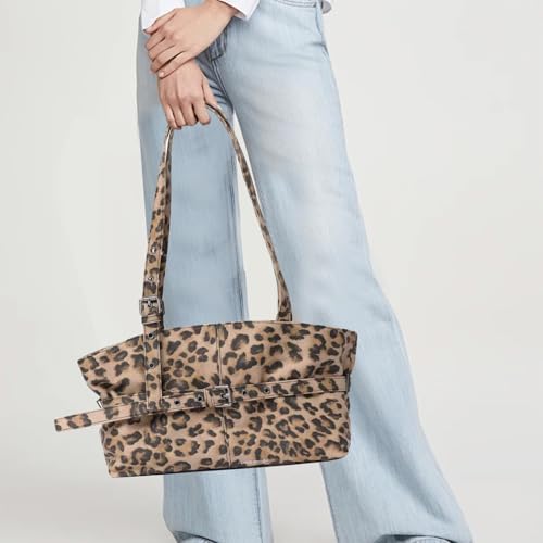 PU Leather Shoulder Bag for Women, Vintage Leopard Print Tote Bag, Brown Purse, Top-Handle Handbag with Adjustable Strap4