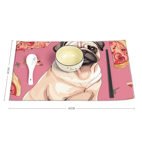 Set de table en toile carlin et pizza x6, 45x30 cm抗皱隔热垫 - 3