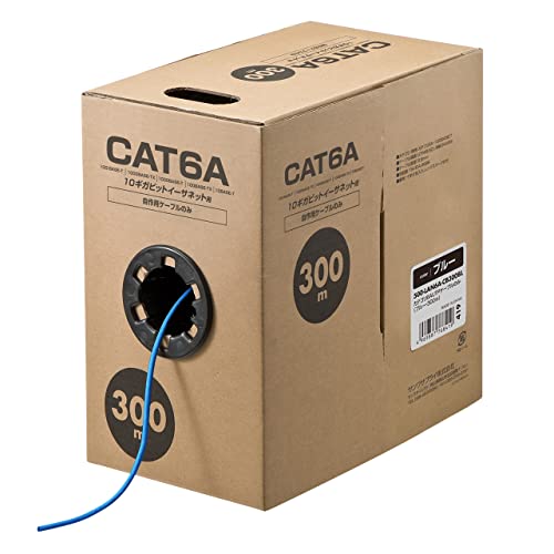 �C�[�T�v���C LAN�P�[�u�� ����p CAT6A 300m �P�[�u���̂� �`�����x10Gbps �`���ш�500MHz �����O�X�}�[�N���� �u���[ EZ5-LAN6A-CB300BL