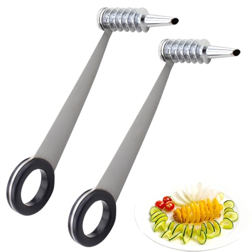 YIPFEN 2 pièces Spirale Twister, coupe-pommes de terre et légumes en spirale, acier inoxydable portable, outil de coupe manuel, pour Fruits et Créatifs à...