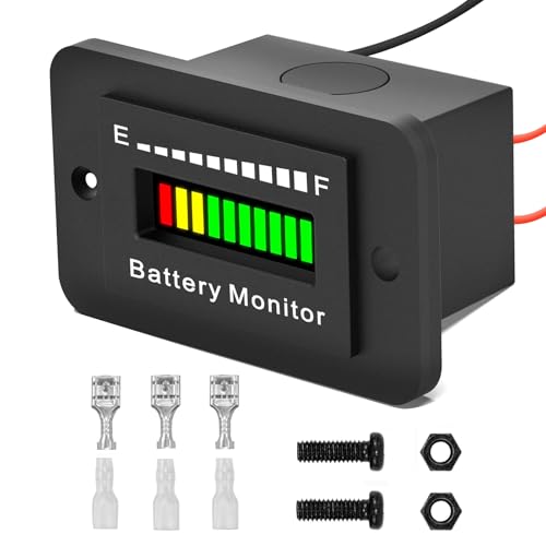 Autokcan Battery Monitor 12V 24V 36V 48V 60V 72V Golf Cart Battery Meter LED Display Fuel Gauge...