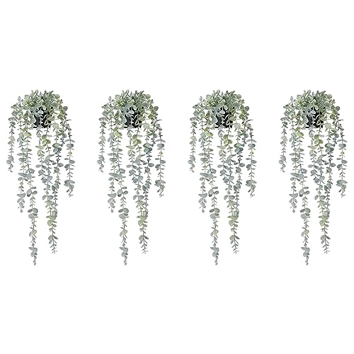 rieder 4 Pieza Planta Colgante Artificial Planta Colgante de Eucalipto en Maceta Falsa para Pared, Habitación, Hogar, Patio, Decoración Interior Y Exterior