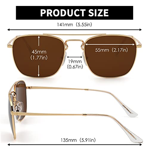 Image of JIM HALO Retro Square Aviator Sunglasses Premium Glass Lens Flat Metal Eyewear Men Women