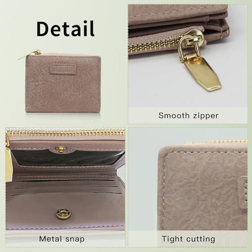 Small Wallet for Women, Solid Colour Coin Purse, Mori Vintage Women's Credit Card Wallet, Multi-functional Womens Card Wallet, Suitable for Multiple Occasion Use (Pink)3