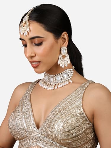 Juego de joyas Kundan chapado en oro el regalo de aniversario ideal para mujeres S 5