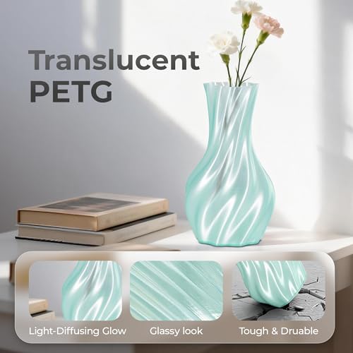Image of Official Creality PETG 3D Printer Filament 1.75mm 1KG (2.2lbs), High Precision, Strong Toughness, Odorless, Better Flow, Moistureproof 3D Printing CR PETG Filament, Translucent Cyan