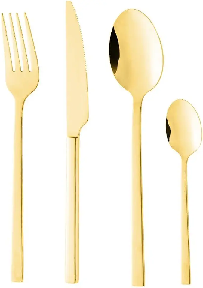 WOLFF - Faqueiro 24 Peças de Aço Inox Firenze Dourado - Jogos de Talheres - Mesa Posta - Utensílios de Cozinha, Enxoval, Casamento, Decoração